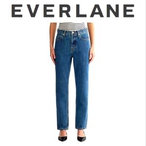 Everlane 90s Cheeky Jeans Midwash High Waist Button Fly Straight Leg 31 32